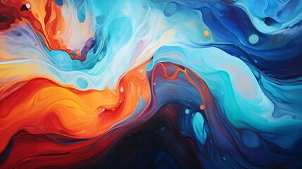Captivating ripples of vivid pigments create an abstract masterpiece. - obrazy, fototapety, plakaty