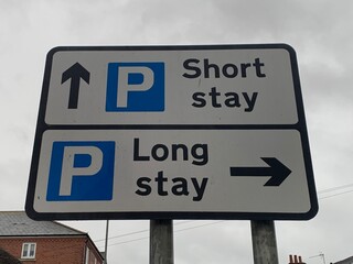 Car parking road sign "Short Stay Long Stay" UK