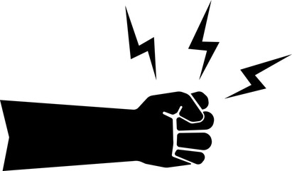 vector illustration of fist and lightning on transparent background