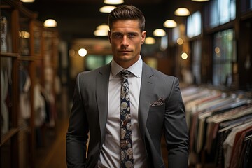 A morning ritual of self-care: A man's dedication to his professional appearance is evident as he puts on his suit