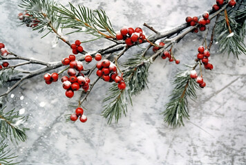 red berries on snow