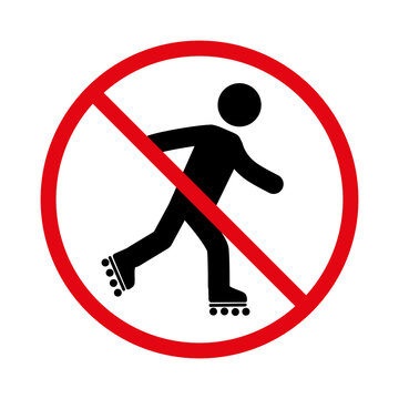 Prohibition of roller skating. An icon prohibiting roller skating on this territory. EPS10