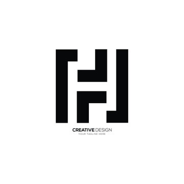 Modern letter Fh negative space creative monogram logo idea