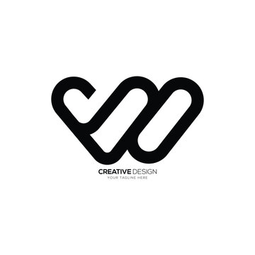 Modern letter Vw line art creative shape monogram logo design