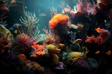 colorful underwater reef displays delicate beauty. Generative AI