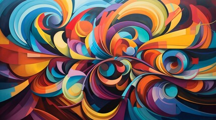 Craft an abstract composition using a kaleidoscope of hues, evoking a sense of joyful chaos.