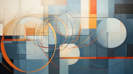 Obraz premium Craft an abstract geometric composition using intersecting lines and translucent layers, exuding a sense of depth and complexity.