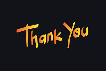 Vector lettering thank you gold color isolated black background.