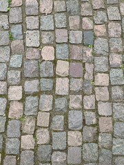 Ariel shot of a cobble stone pavement UK