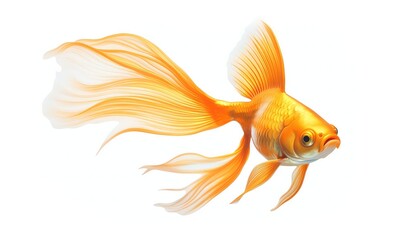 Charming golden colored fish on white background. Generative AI