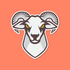 Obraz premium goat male rounded horn livestock mountain cattle modern mascot character cartoon sticker colorful logo design vector icon illustration