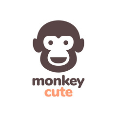 monkey primate portrait cute mascot cartoon colorful logo design vector icon illustration