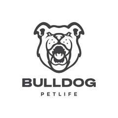 bulldog portrait roar growling angry mascot character cartoon modern flat sticker logo design vector icon illustration