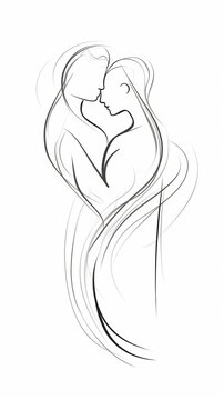 casamento Um desenho de linha isolado no fundo branco