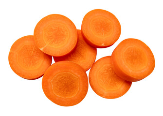 Fresh beautiful orange carrot slices in stack isolated on white background witch clipping path in...