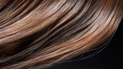 Detail to view of lots of shiny curls of brown hair