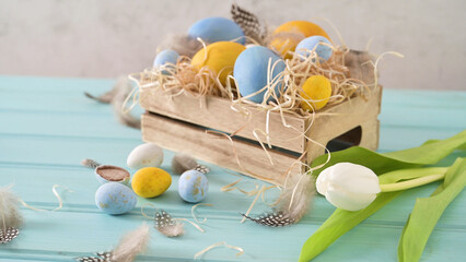 Easter blue and white eggs