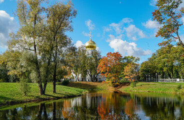 autumn landscape with church