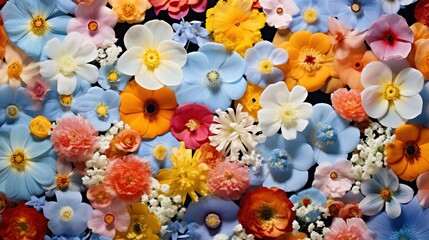 Cute drawn colorful flowers background.AI generated image