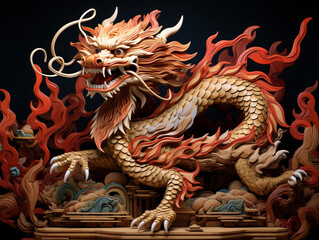 Obraz premium Wood Dragon