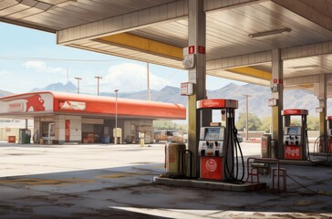 Gas station. Car energy power. Generate Ai