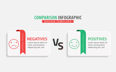 Comparison Infographic Design Template, Comparison between companies and products and services, Business presentation concept with 2 options, To do list or planning icon, vector illustration.	