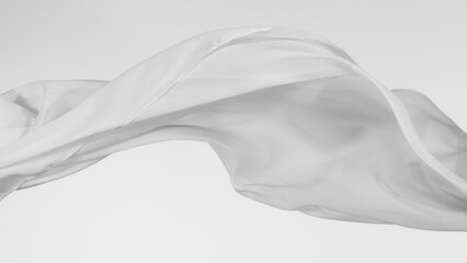 Smooth Elegant White Transparent Cloth Separated on White Background.