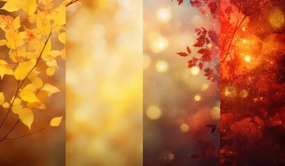 Naklejka na ściany i meble Beautiful yellow red and orange maple leaves in an autumn. Autumn with beautiful orange colors and leaves. Generative AI