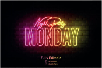 Fototapeta premium Neon effect for edible text neon style effect logo and night club logo and night party poster text