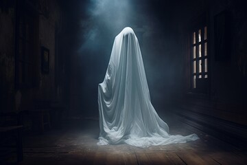 Ethereal Ghost. Dark scary night fear. Generate Ai