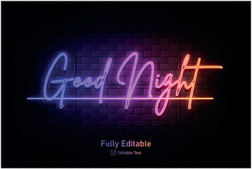Neon effect for edible text neon style effect logo and night club logo and night party poster text
