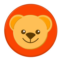 Cute Lion Icon - Adorable and Playful Cartoon Lion Illustration. Good for various design needs, such as children's media, wildlife-related content, and playful graphic projects.