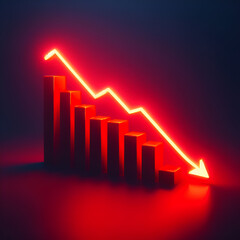 a red chart with an downward trend -Ai generator	