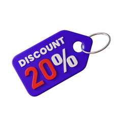 Black Friday 20 Percent Discount Tag Coupon Icon Isolated 3D Render Illustration