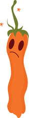 Vector pumpkin with sad face in cute cartoon style