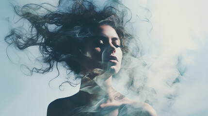 woman portrait, double exposure, generative ai  © vvalentine