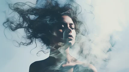 woman portrait, double exposure, generative ai  © vvalentine