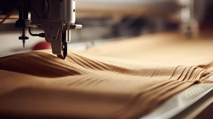 Foto auf Acrylglas Fabric production, fabric and garment factory, loom weaving close-up.  © SnowElf