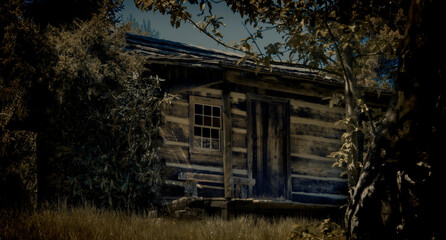 Fototapeta na wymiar Creepy Dark Abandoned House, Halloween Background