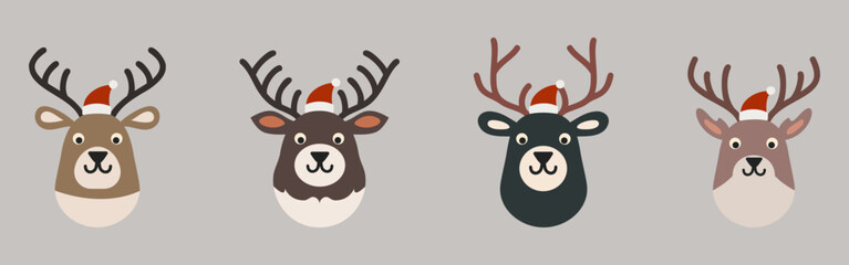 Set of a cute Christmas reindeers 