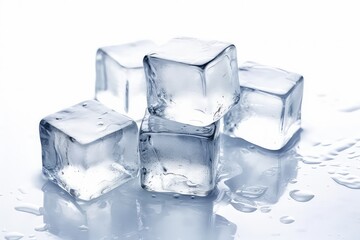 Ice cubes on white background. made with generative AI
