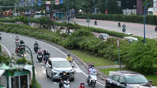 Ho Chi Minh City, Saigon, Vietnam; October 2023: Overloaded public service in big cities, environmental documentary photography
