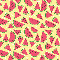 Watermelon cut in half, spread pattern, many pieces