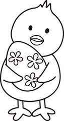 Cute easter chick coloring drawing