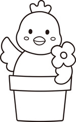 Cute easter chick coloring drawing