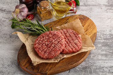 Raw burger cutlet for grill