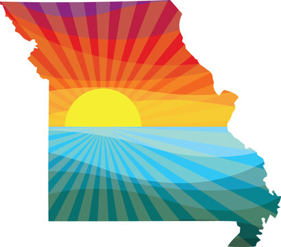 Colorful Sunset Outline of Missouri Vector Graphic Illustration Icon
