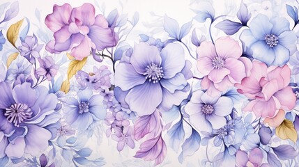 Generate an intricate watercolor pattern resembling a delicate floral tapestry.