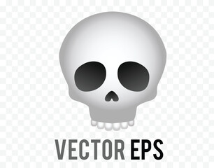Isolated vector gradient whitish gray human skull with black eye sockets icon