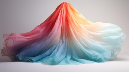 Layers of tulle fabric in a gradient of colors.